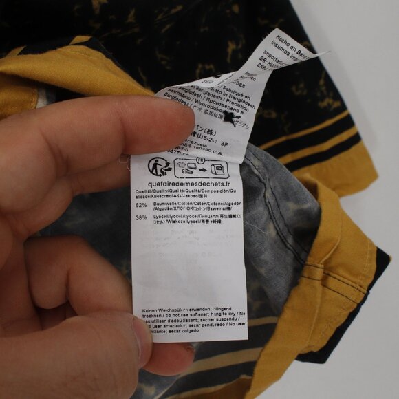 Hugo boss Shirt Men Medium Yellow Black oversized casual print Cotton Blend camp - Picture 8 of 15